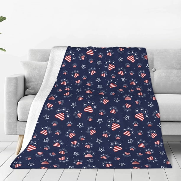 Fotbe Star Dog Paw Manta de Franela Acolchonada con Estampado, Súper Suave y Esponjosa, Extra Grande para Sofá, Cama, Uso Todo el Año-50"x40"