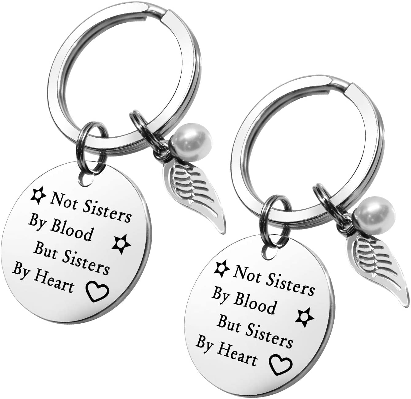 Not Sisters By Blood But Sisters By Heart Friendship Keychain For Women Teen 