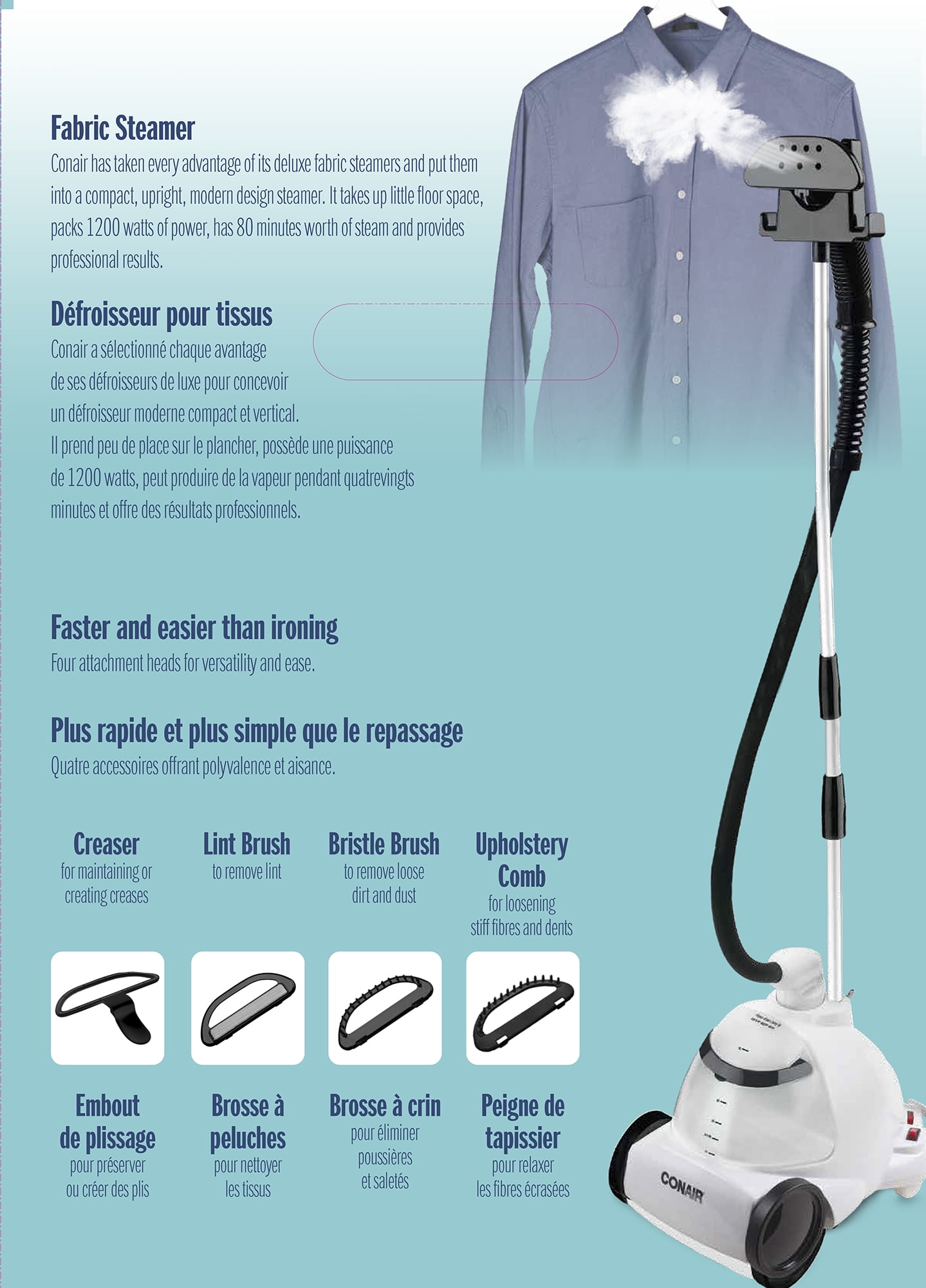 Conair Upright Fabric Garment Clothing Steamer.