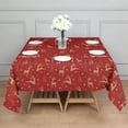 thumbnail image 3 of Red Christmas Golden Reindeer Pattern Square Tablecloth,Waterproof Square Table Cover,Wipeable Spillproof Washable Table Cover for Home Kitchen Party Decor 52"x52"(132x132cm), 3 of 6