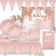 thumbnail image 2 of Diamante rosa Feliz cumpleaños Baby Shower decoraciones para fiesta mantel Banner vajilla niñas adultos suministros de despedida de soltera, 2 of 4