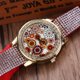 thumbnail image 4 of Reloj de cuarzo para mujer con vendaje de tela con diamantes de imitación y esfera de impresión de moda (rojo), 4 of 5