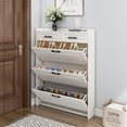 thumbnail image 2 of Zapatero plegable blanco de diseño moderno, muebles para sala de estar, organizador de almacenamiento de madera para el hogar, armario fino para zapatos, 2 of 3