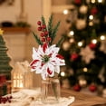 thumbnail image 4 of JeashCHAT Artificial Poinsettia Flower Christmas Picks, 12.6 inch Fake Floral Stem Pine Sprigs with Red Berries for Vase Xmas Table Home Party Decor, 4 of 7