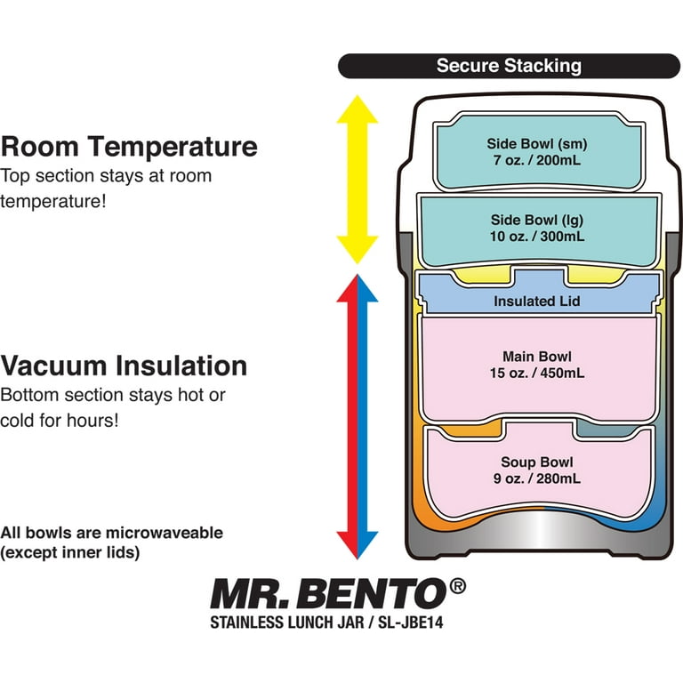 Zojirushi Ms. Bento Stainless-Steel Vacuum Lunch Jar, 28.5-Ounce, Stainless  & SL-JBE14VZ Mr. Bento Stainless Lunch Jar 41 Oz Plum