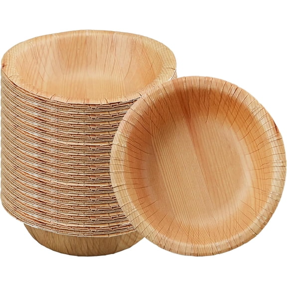 50 Pcs Wood Grain Paper Bowls 8 oz, 5.9 Inch Small Paper Bowls, Rustic Disposable Bowls for Woodland Baby Shower, Camp Fire, Camping, Birthday Party Decorations