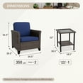 thumbnail image 5 of EAGLE PEAK Ocean Vista Patio Outdoor 3 piece Variated Brown Wicker Conversation Dining Chair Set, Blue Cushions, 5 of 10