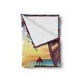 thumbnail image 2 of Beach Soft Flannel Fleece Blanket, Coastal View of Sandy Landscape Holiday Party Wedding Ocean Tropic Print, Cozy Plush for Indoor and Outdoor Use, 50" x 60", Sky Blue Apricot Purple, by Ambesonne, 2 of 5