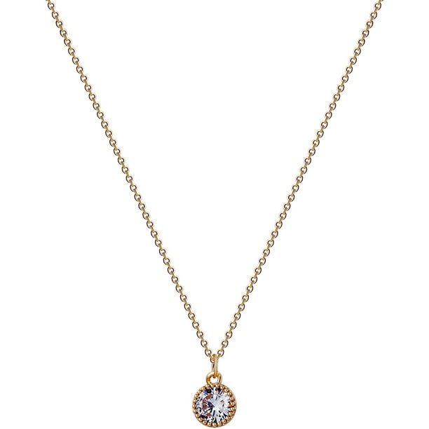 Petite Crystal 14K Solid Gold Necklace 3mm – Laondrim