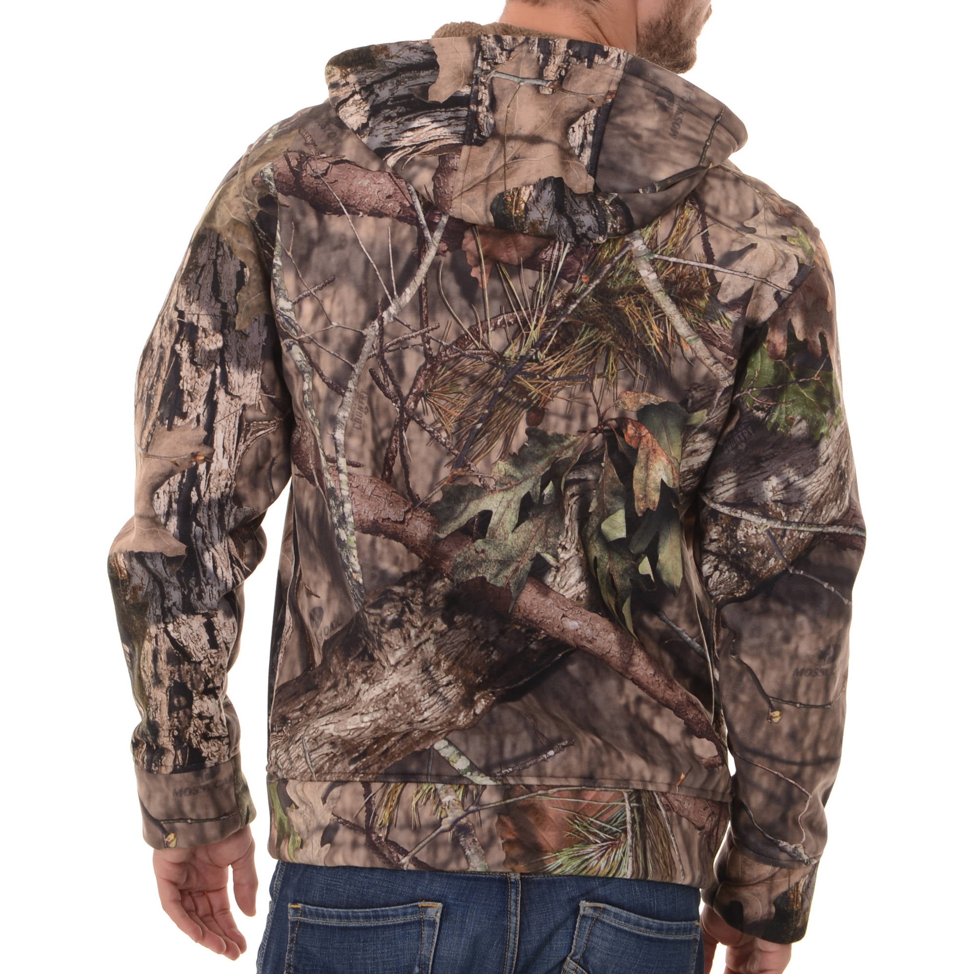 Mens Water-Resistant Sherpa Lined Fishing Jacket Realtree Camouflage Hooded 