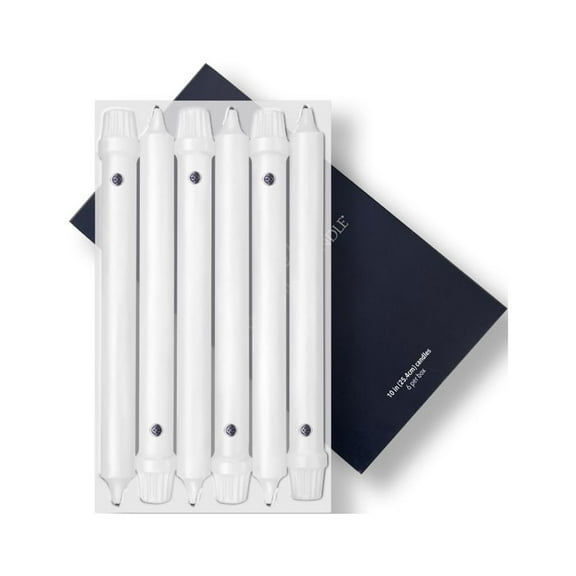 Colonial Candle Classics Unscented Taper Candle White, Dripless, 10 inch, 8 Hours Burn, Pack of 6