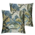 thumbnail image 2 of COMIO Chinoiserie Throw Pillow Covers Soft Decorative Blue and Green Throw Pillowcases Cushion Case Square for Home Decor Bed Couch Car Living Room,2 pcs White, 2 of 6