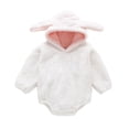 thumbnail image 2 of Outfit Suit Girls Boys Fleece Jumpsuit Romper Hooded Toddler Baby Boys Girls Color Cute Long Sleeves Ears Winter Keep Warm Jumpsuit Romper White 12 Months, 2 of 8