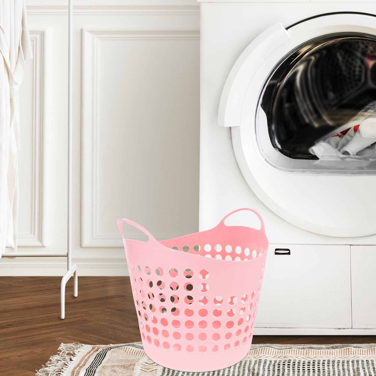 UPKOCH Bathroom Laundry Baskets Pink Plastic Laundry Bin Basket Breathable 1Pcs