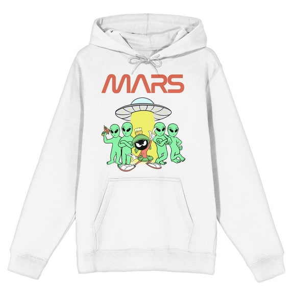 Looney Tunes Marvin the Martian Mars Logo Men's White Sweatshirt-Medium