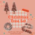 thumbnail image 4 of HighSound Pre-lit Xmas Tree Artificial Christmas 4-Piece Set, Garland, Wreath & Set of 2 Entrance Trees, with 340 Warm Lights, Pine Cones & Red Berries, Artificial Tree for Entry & Fireplace, Red, 4 of 13