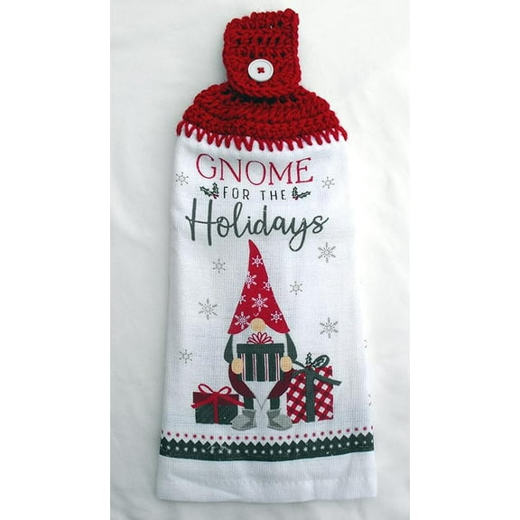 GNOME FOR THE HOLIDAYS - CHRISTMAS GNOME WITH PRESENTS - DOUBLE THICK/FULL HANGING KITCHEN TEA TOWEL