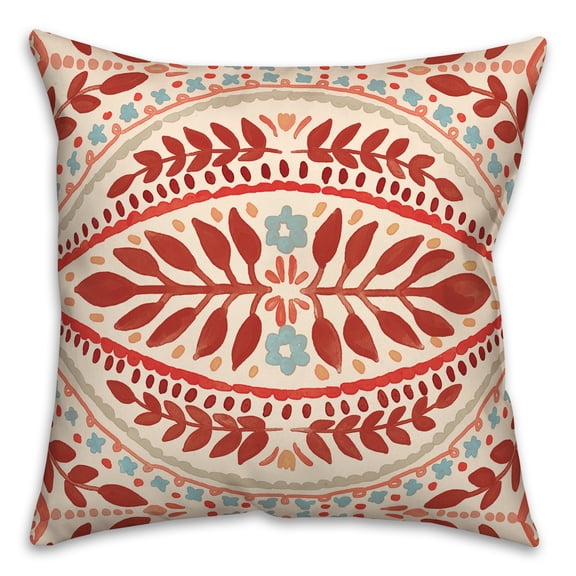 Creative Products Red Colored Large Folk Pattern 20x20 Indoor / Outdoor Pillow