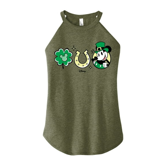 Disney - Mickey St Patricks Icons - Juniors High Neck Tank Top