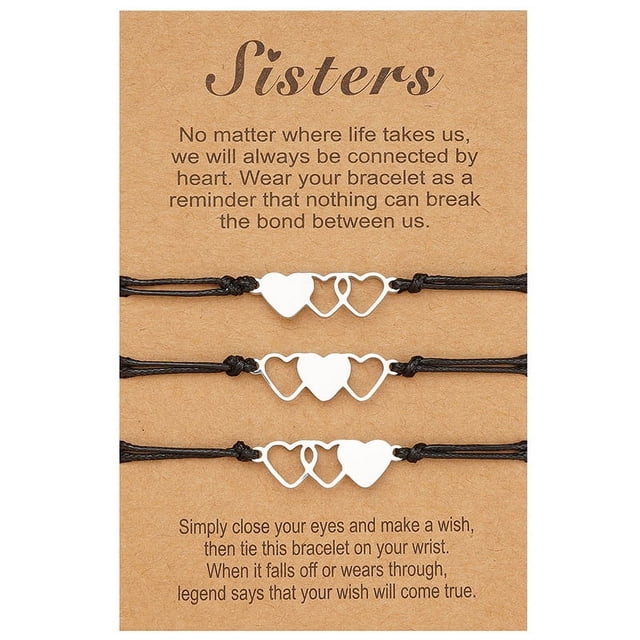Juego de pulseras para madre e hija para 2,3,4 regalos de regreso a la escuela primer día de clases pulseras de deseos de corazón a juego para mamá y yo ER