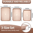 thumbnail image 2 of Baking Sheet Set, Nonstick Diamond-Texture Carbon Steel, Stackable, Easy Clean, Champagne Gold, 3-Piece, Up to 12.6x17.5 Inches, 2 of 7
