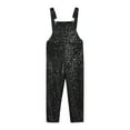 thumbnail image 5 of YEAHDOR Kids Girls Casual Metallic Overalls Wide Shoulder Straps Sequins Jumpsuit Romper Carnival Outfit Black 8, 5 of 7