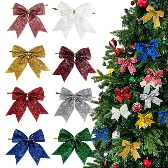 Christmas Decorations Indoor, 6pc/9CM Christmas Decorations Bows Mini Small Christmas Tree Hanging OrnamentsChristmas Ornaments Bows Red