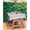 thumbnail image 2 of Grey Beige Geometric Outdoor Tablecloth - 52x70 Inch Rectangle Dining Table Cover, Modern Abstract Art Striped Waterproof Outdoor Table Cloth with Umbrella Hole & Zipper for Picnic/Patio, 2 of 5
