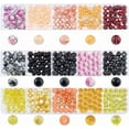 thumbnail image 5 of 450pcs 6mm Yellow Black Glass Beads 15 Styles Round Glass Beads Fall Beads Spacer Loose Beads for Ramadan Bracelets Necklaces Earring Making Holiday Thanksgiving Party Decor 1 Box, 5 of 9