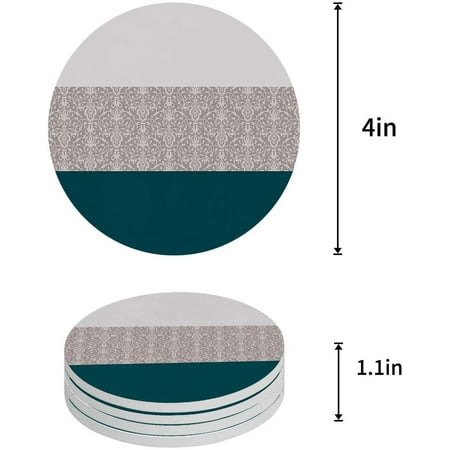 

KXMDXA Baroque Art Pattern Set of 8 Round Coaster for Drinks Absorbent Ceramic Stone Coasters Cup Mat with Cork Base for Home Kitchen Room Coffee Table Bar Decor