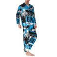 thumbnail image 2 of Daiia Football Time for Men's Long-Sleeved Pajama Set – Soft & Comfortable Sleepwear Button-Up Pajamas Cozy Lounge Wear-Medium, 2 of 7