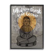 Stupell Industries What You Think You Become Phrase Floral Pattern Buddha, 11 x 14, Designed by Jennifer Paxton Parker