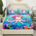 thumbnail image 3 of Erosebridal Teen Flower Octopus Sheet Set Twin,Cartoon Sealife Bedding Sets Twin Size,Marine Room Decorative,Breathable,3pcs, 3 of 7