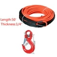 thumbnail image 2 of 50ft x 1/4"Orange Synthetic Winch Rope 7000LBs with Rock Heat Guard and Red Hook for Jeep ATV UTV KFI Ramsey Pickup Truck, 2 of 8