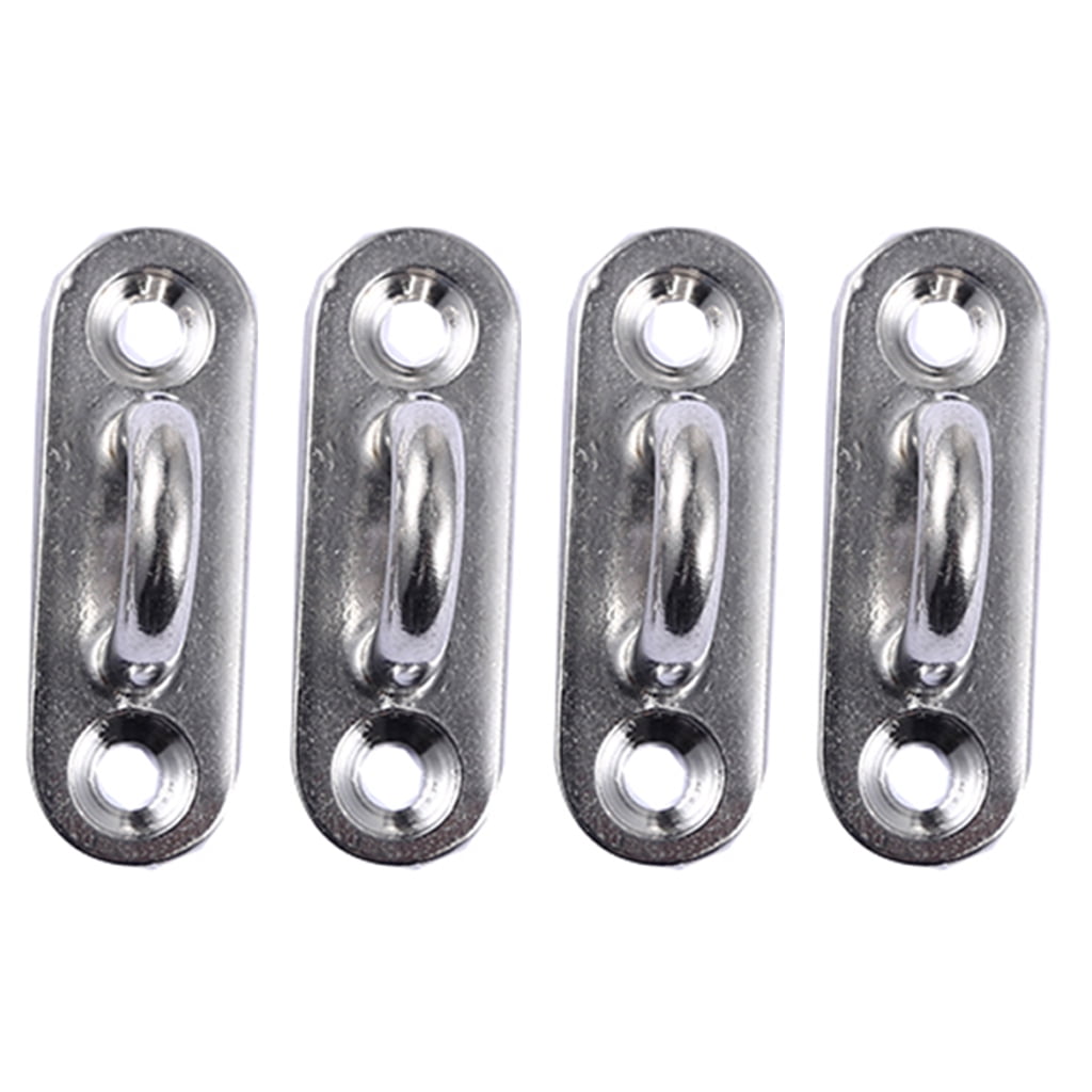 Set of 4pcs 5mm Marine Stainless Steel Oblong Pad Eye Plate Staple Ring Hook 