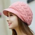 thumbnail image 4 of Women Winter Warm Knit Hats Caps Wool Snow Ski Cap Beanie Ski Berets Snapback Caps with Visor, 4 of 5