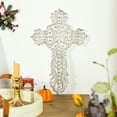 thumbnail image 6 of Sungmor Cast Iron Cross Wall Decor, Pretty & Ornate Metal Cross Wall Art, Vintage Decorative Outdoor Hanging Cross, Rustic White Religious Wall Sculpture Farmhouse Home Decor, 6 of 7