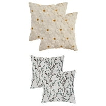 Unique Bargains 4 Pcs Floral Pattern Soft Throw Pillow Covers Blue Flower/Beige