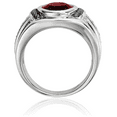 thumbnail image 3 of 925 Sterling Silver Black Red Garnet Diamond Oval Mens Ring Gemstone Band, 3 of 9