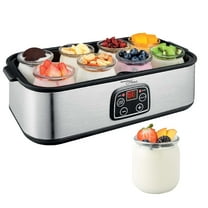 Magnavox Home, Digital Yogurt Maker Machine, 8 Glass Jars, Stainless steel
