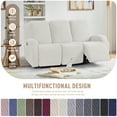 thumbnail image 4 of Timeles Recliner Covers, Stretch Reclining Chair Covers, Recliner Sofa Slipcovers Stripe Jacquard Recliner Couch Covers Furniture Protector Covers for Pet Kid (3 Seater, Cream), 4 of 7