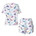 thumbnail image 2 of Sigee Dinosaur for Sleepwear Casual Pjs with Pockets Women's Pajamas Sets Shorts 2 Piece Short Sleeve Lounge Sets Medium, 2 of 9
