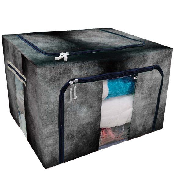 ECZJNT space Storage Bag Clear Window Storage Bins Boxes Large Capacity Foldable Stackable Organizer With Steel Metal Frame For Bedding,Clothes,Closets, Bedrooms