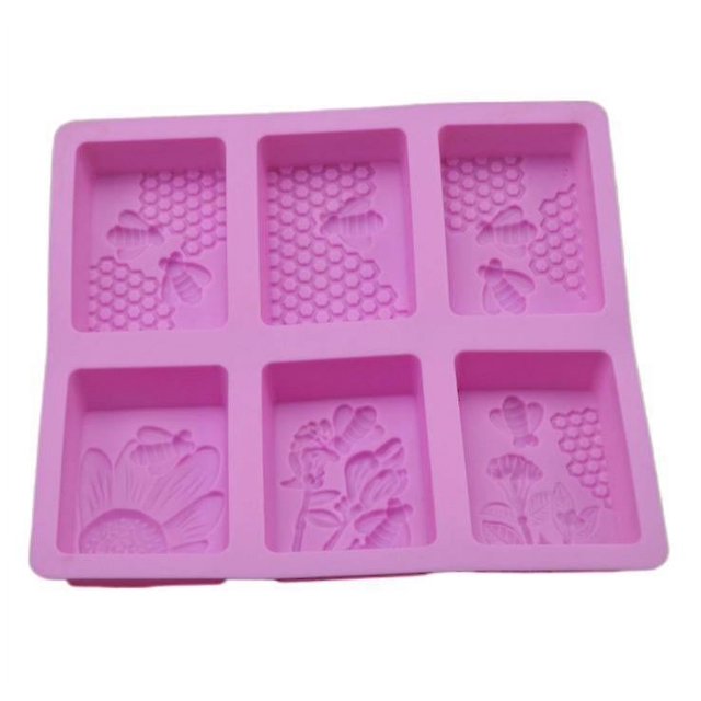Molde de silicona ovalado y rectangular con 6 agujeros para hacer jabón artesanal