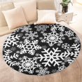 thumbnail image 4 of Black Christmas Snowflake Pattern Round Blanket,Comfortable Soft Flannel Throw Blanket,All Season,Warm Lightweight Blankets for Sofa Bed Couch Living Room Chair 47"x47", 4 of 5