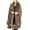 Khaki, variant on Women Cape Faux Fur Collar Plush Edge Cloak Open Front Solid Color Large Size Loose Thickened Windproof Coldproof Warm Winter Long Coat Khaki