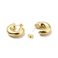 thumbnail image 2 of Rack Plating Brass C-shape Stud Earrings Half Hoop Earrings for Women Cadmium Free & Lead Free Real 18K Gold Plated 25.5x7.5mm Pin: 0.8mm, 2 of 2