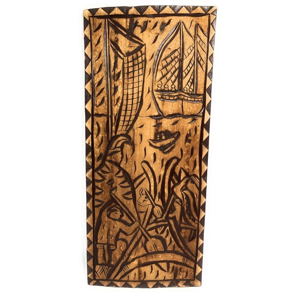 King Of The Island Chains Wood Panel 30" X 12" King Kamehameha - Polynesian Wall Art | #dpt5043