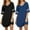 Black/Blue, variant on Ekouaer Nightgowns for Women 2 Pack Sleepshirts Short Sleeve Nightshirt V Neck Sleepwear Casual Pajama Dress