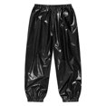 thumbnail image 4 of Alvivi Kids Girls Boys Modern Jazz Hip Hop Dance Costumes Shiny Metallic Dance Pants Trousers Leggings Black 13-14, 4 of 5
